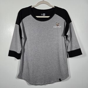 Piggly Wiggly Embroidered Logo Black Gray 3/4 Sleeve Raglan Top Women Size Large